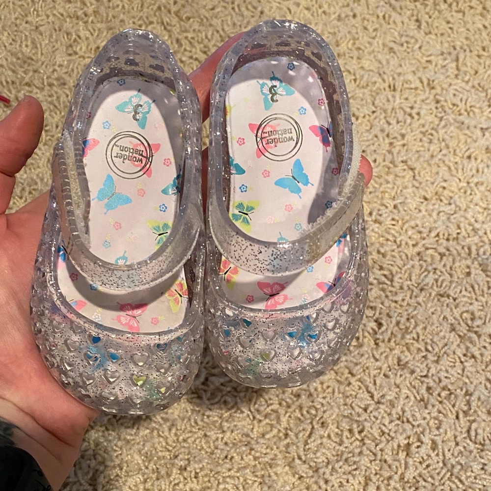 Wonder Nation Clear Jelly Shoes with Butterfly Design